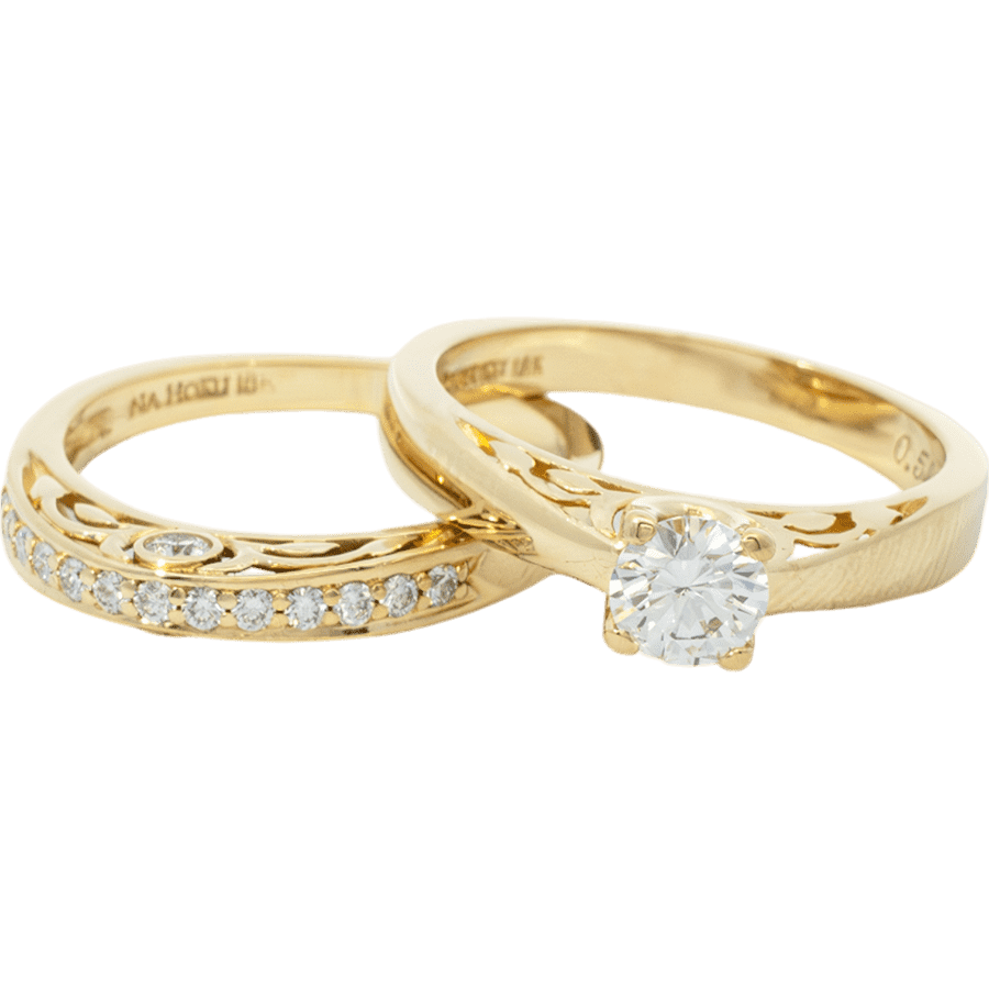  Ring 18k Yellow Gold With 0.86 Carats of Diamonds