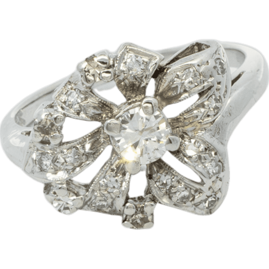  Ring 14k White Gold With 0.37 Carats of Diamonds