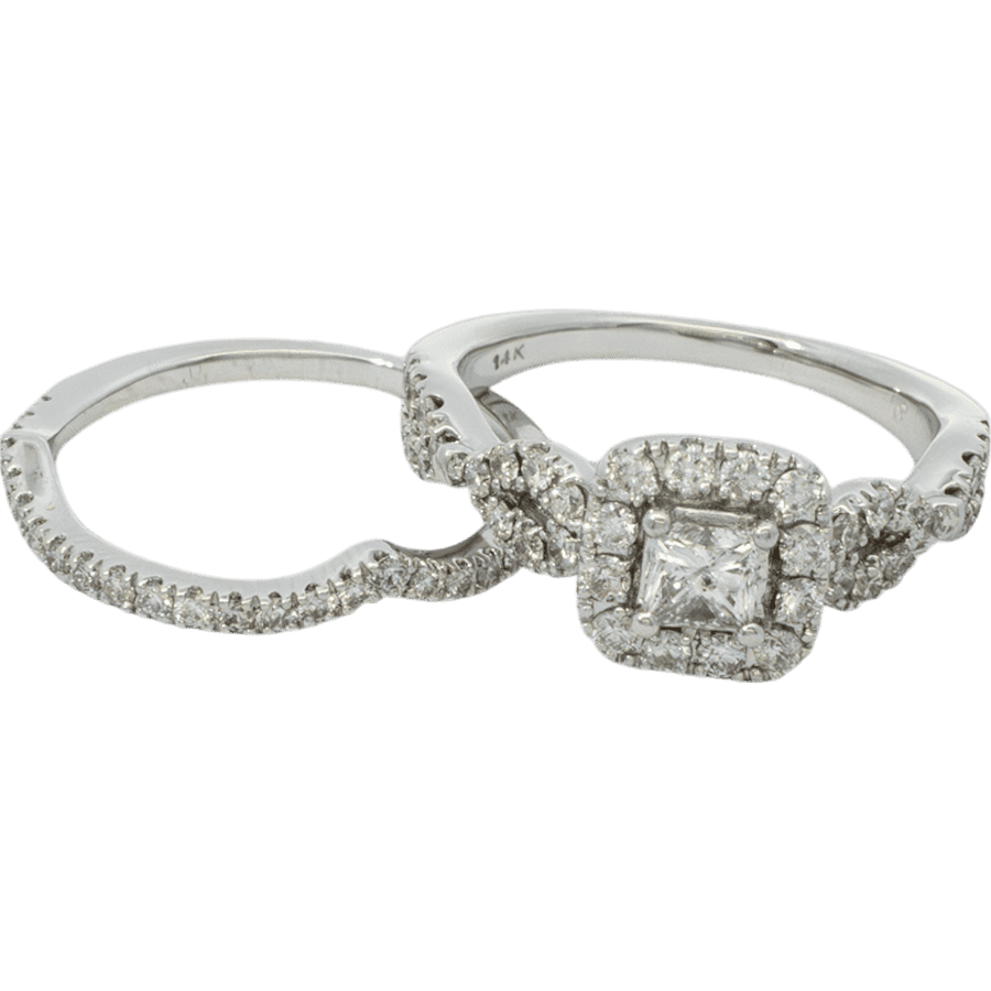  Ring 14k White Gold With 0.81 Carats of Diamonds