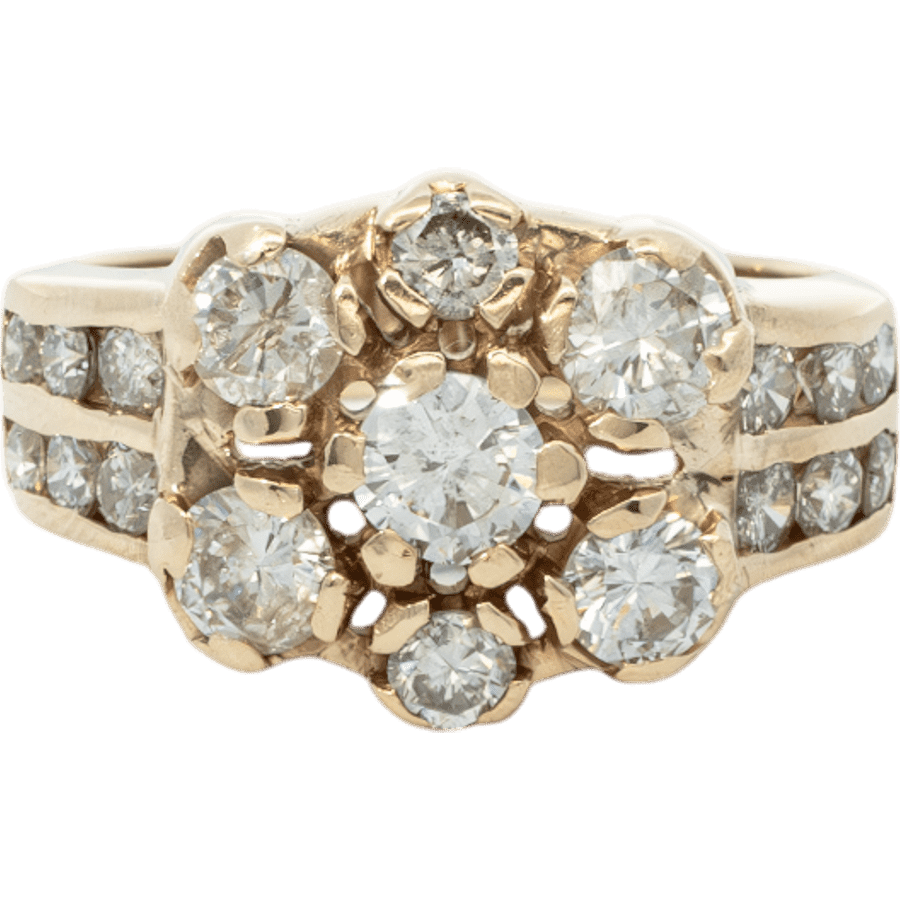  Ring 14k Yellow Gold With 1.77 Carats of Diamonds