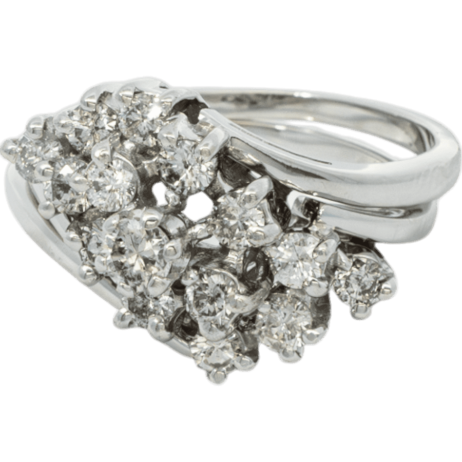  Ring 14k White Gold With 0.93 Carats of Diamonds