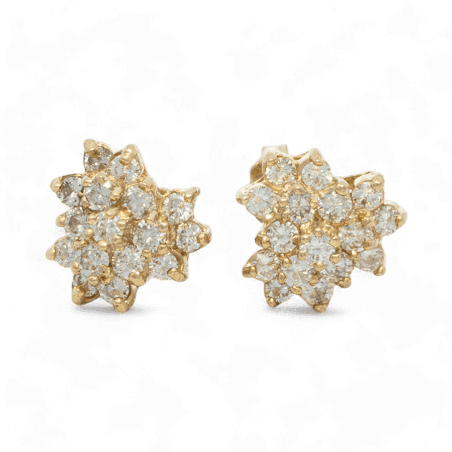  Earrings 10k Yellow Gold with 0.96 Carats of Diamonds