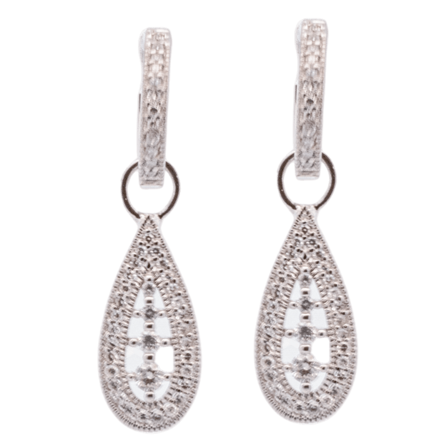  Earrings 14k White Gold with 1.05 Carats of Diamonds