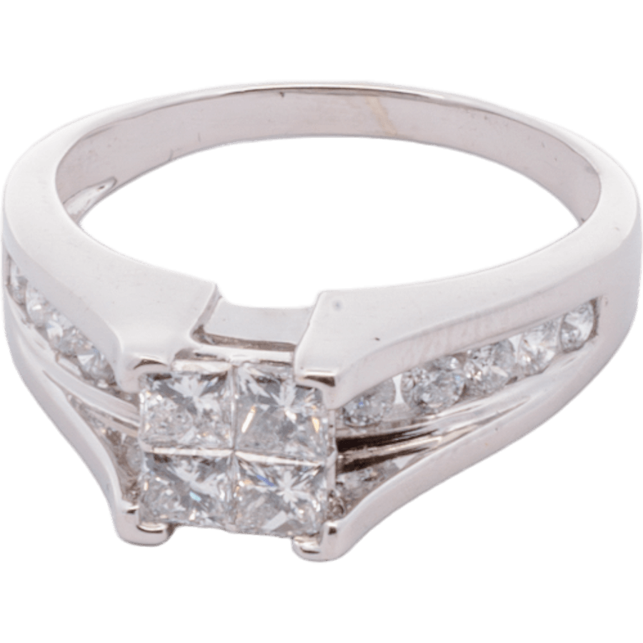  Ring 14k White Gold with 1.28 Carats of Diamonds