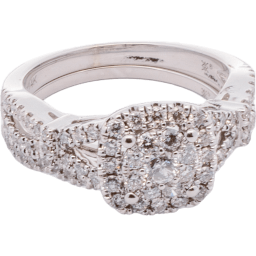  Ring 14k White Gold with 1.03 Carats of Diamonds