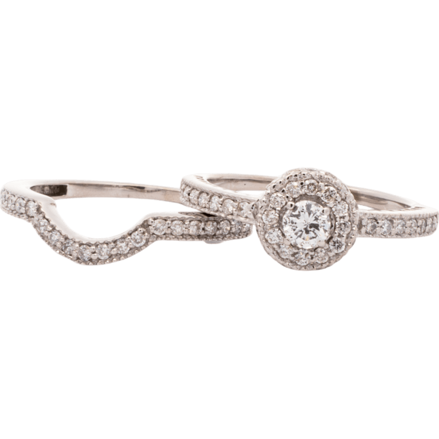  Ring 14k White Gold with 0.79 Carats of Diamonds