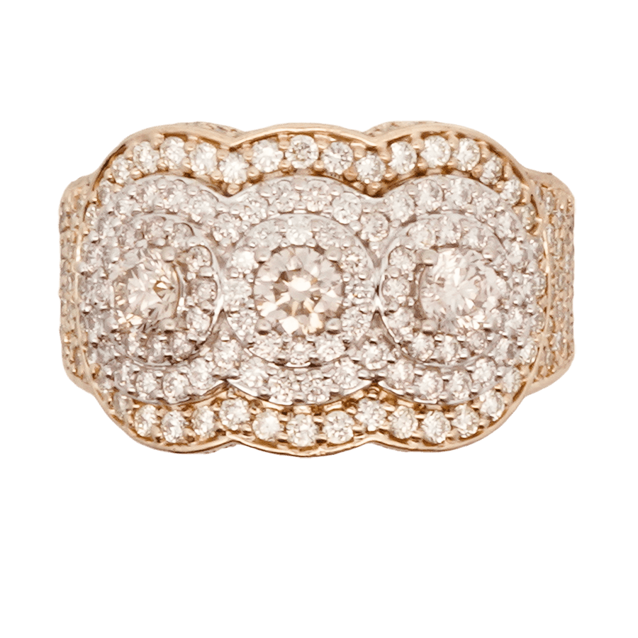  Ring 10k Yellow Gold with 3.15 Total Carats of Diamonds