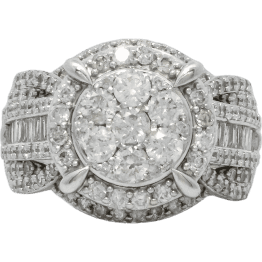  Ring 10k White Gold With 1.98 Carats of Diamonds