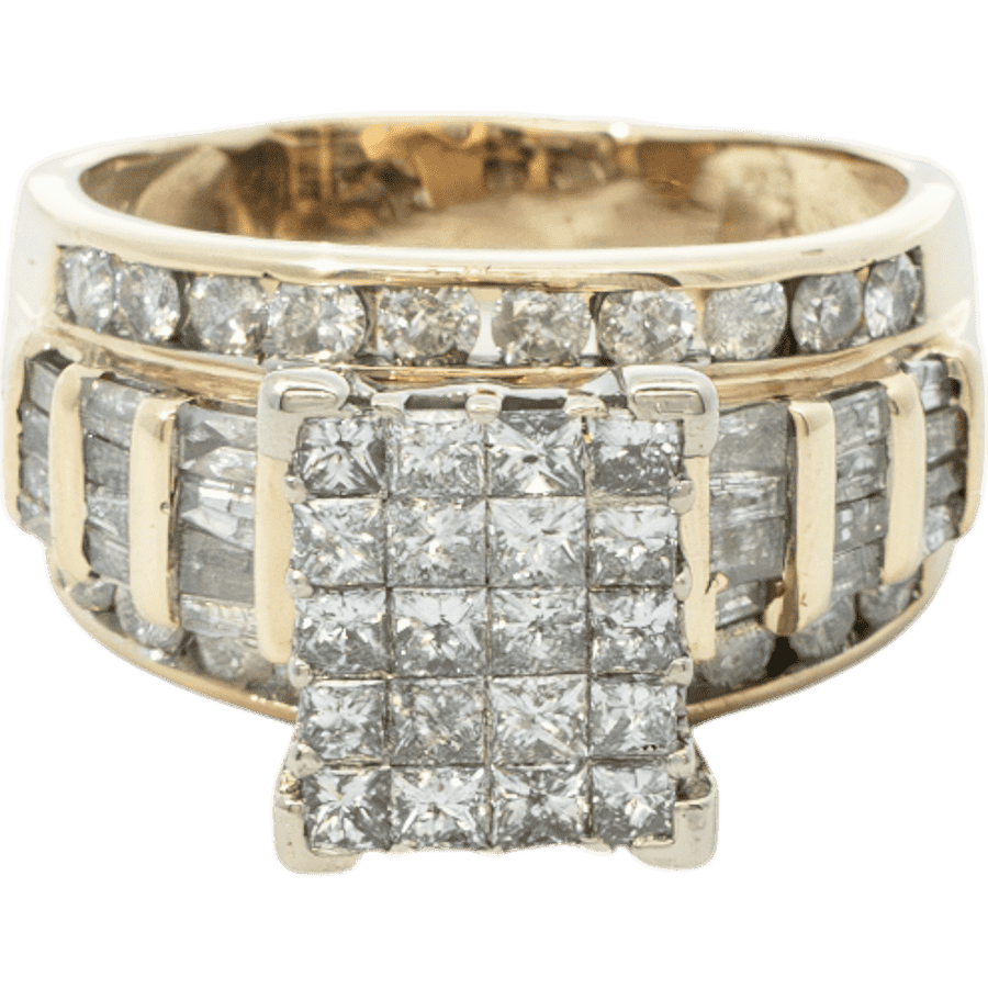  Ring 10k Yellow Gold With 2.08 Carats of Diamonds