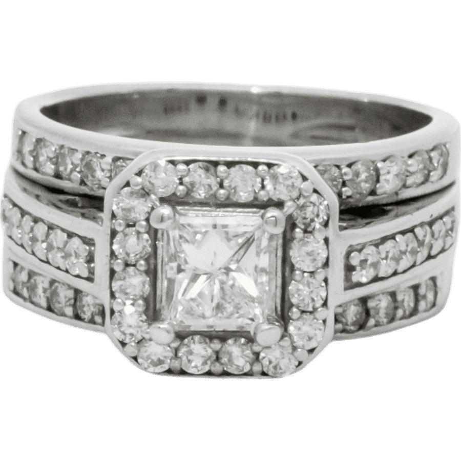  Ring 14k White Gold With 1.41 Carats of Diamonds