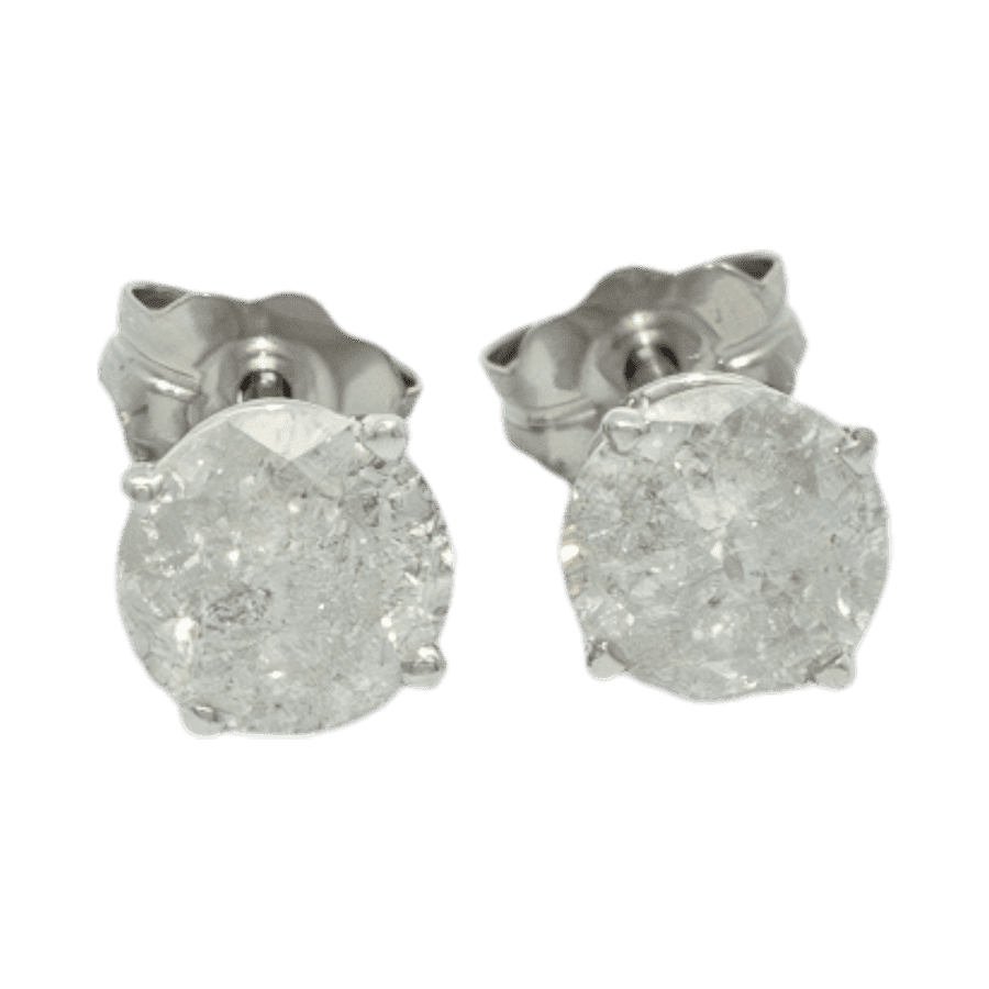  Earrings 10k White Gold with 1.18 Carats of Diamonds