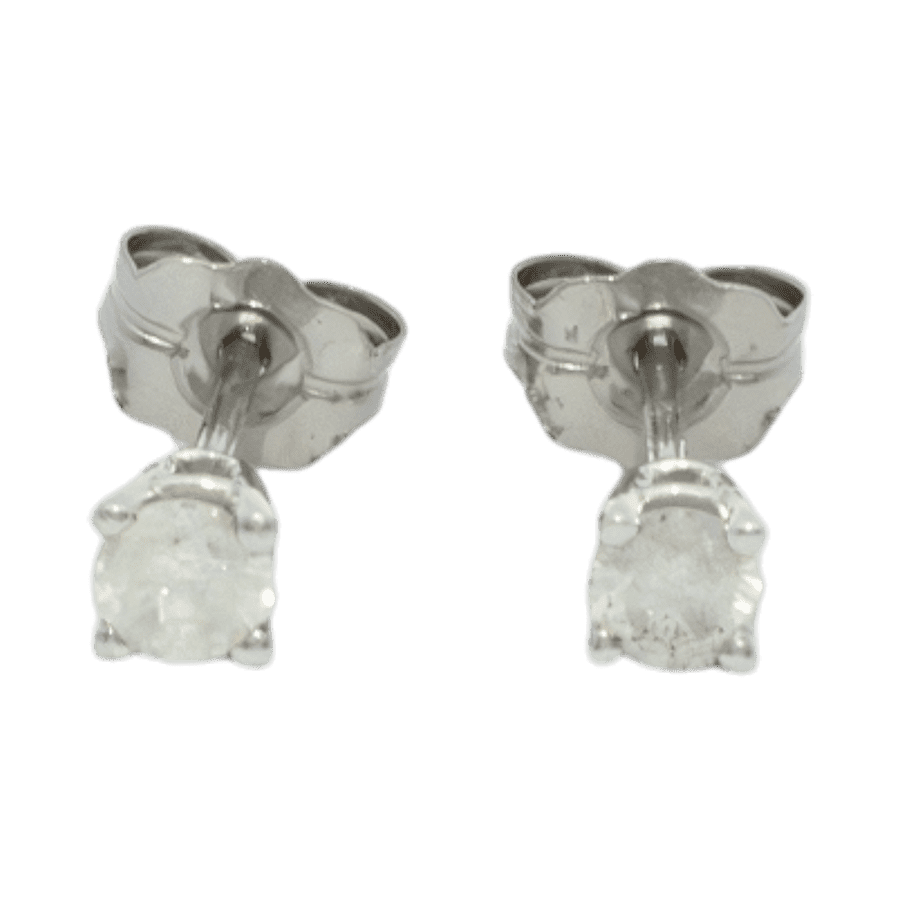  Earrings 10k White Gold with 0.18 Carats of Diamonds