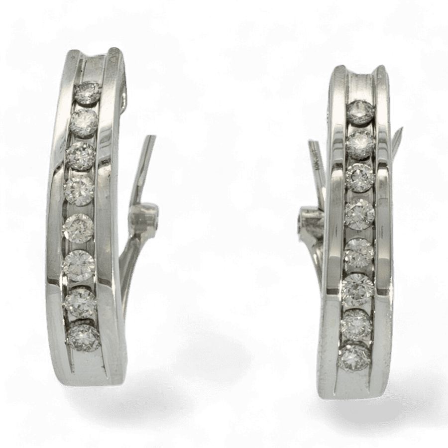  Earrings 10k White Gold with 0.64 Carats of Diamonds