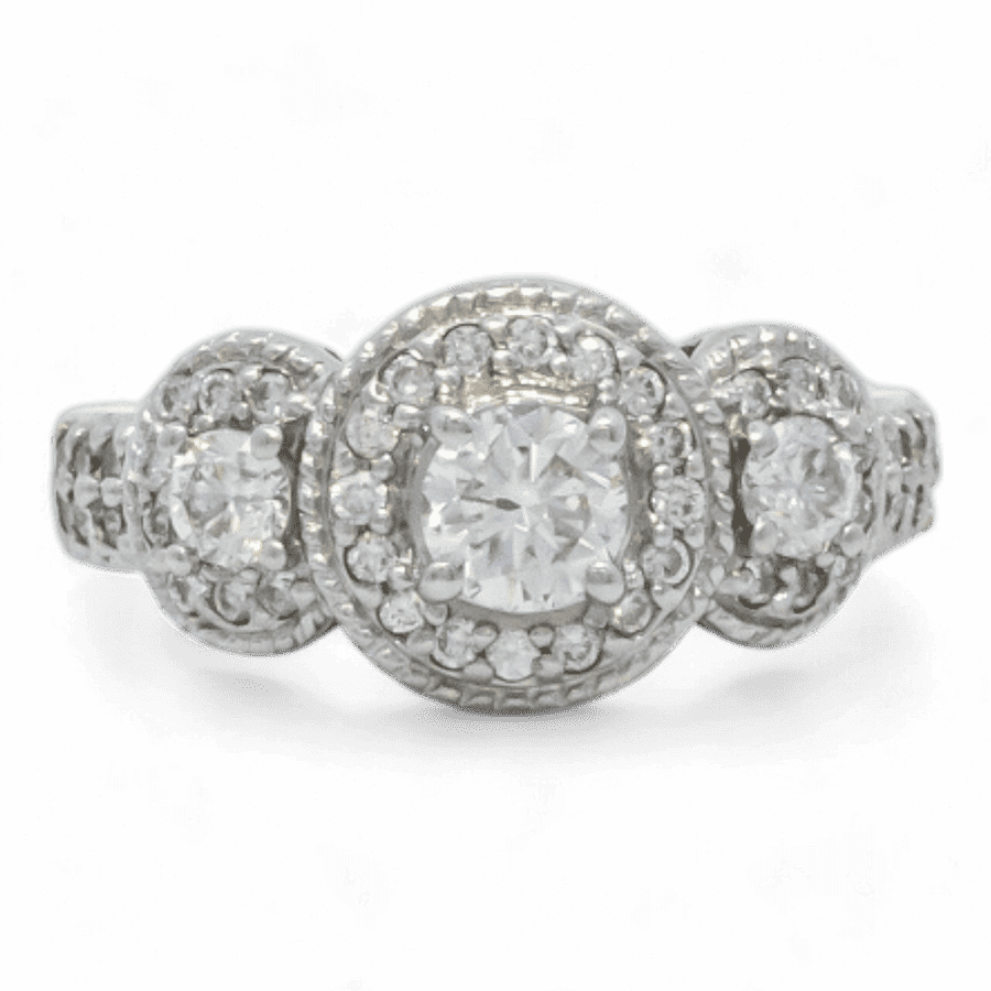  Ring 14k White Gold with 1.14 Carats of Diamonds