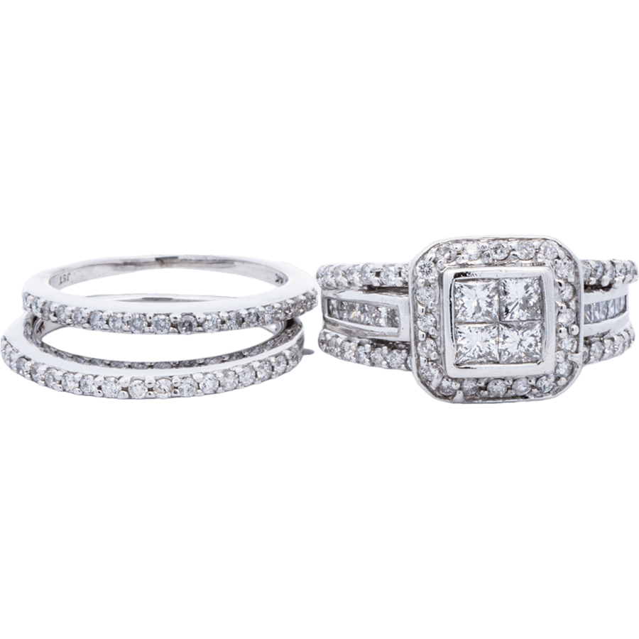  Ring 14k White Gold 88 Diamonds