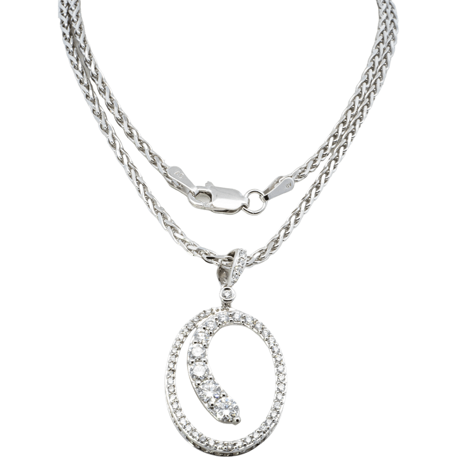  Necklace 14k White Gold with 0.8 Carats of Diamond