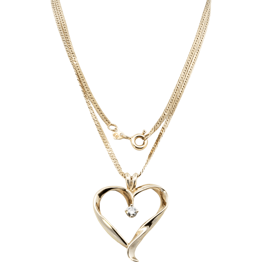  Necklace 14k Yellow Gold with 0.1 Carats of Diamond