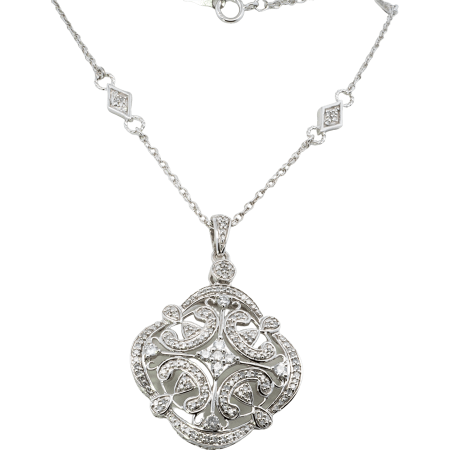  Necklace 14k White Gold with 1 Carats of Diamond