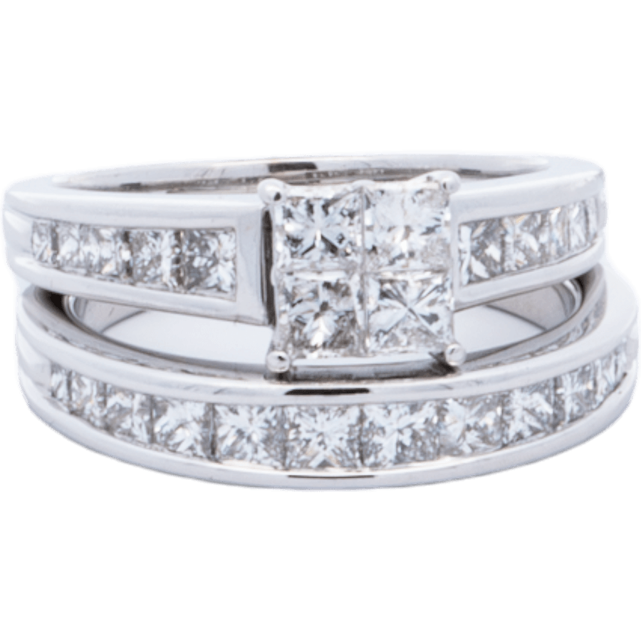  Ring 14k White Gold With 3.44 Carats Of Diamonds