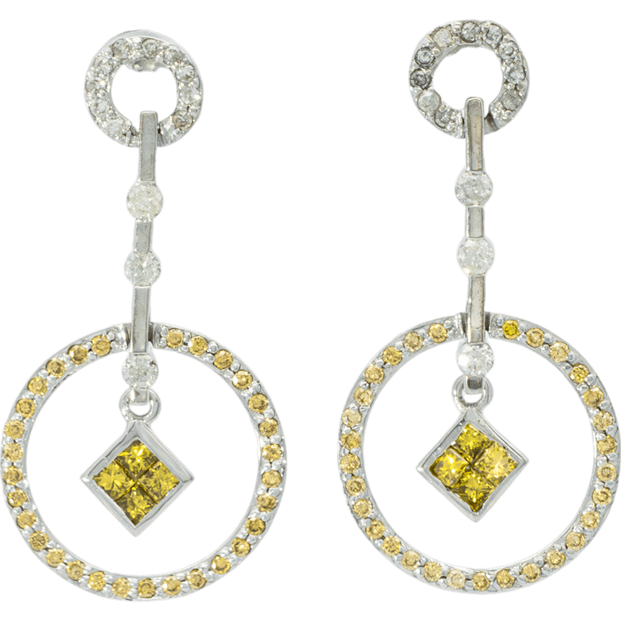  Earrings 14k White Gold with 0.94 Total Carats of Diamonds