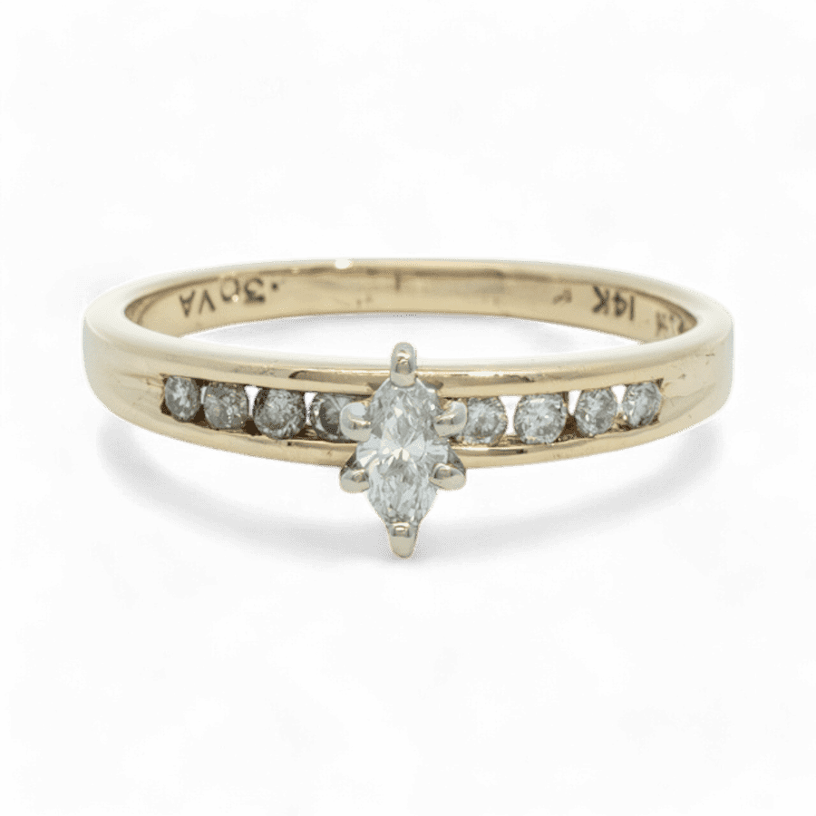  Ring 14k Yellow Gold with 0.18 Carats of Diamonds