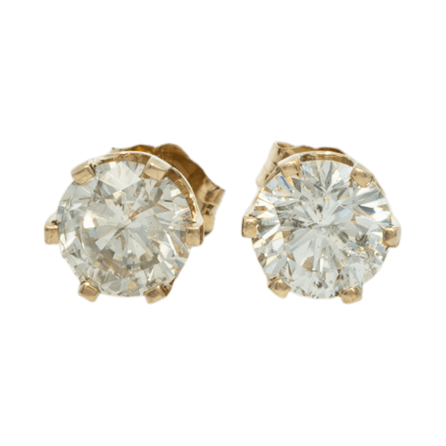  Earrings 14k Yellow Gold with 1.76 Carats of Diamonds