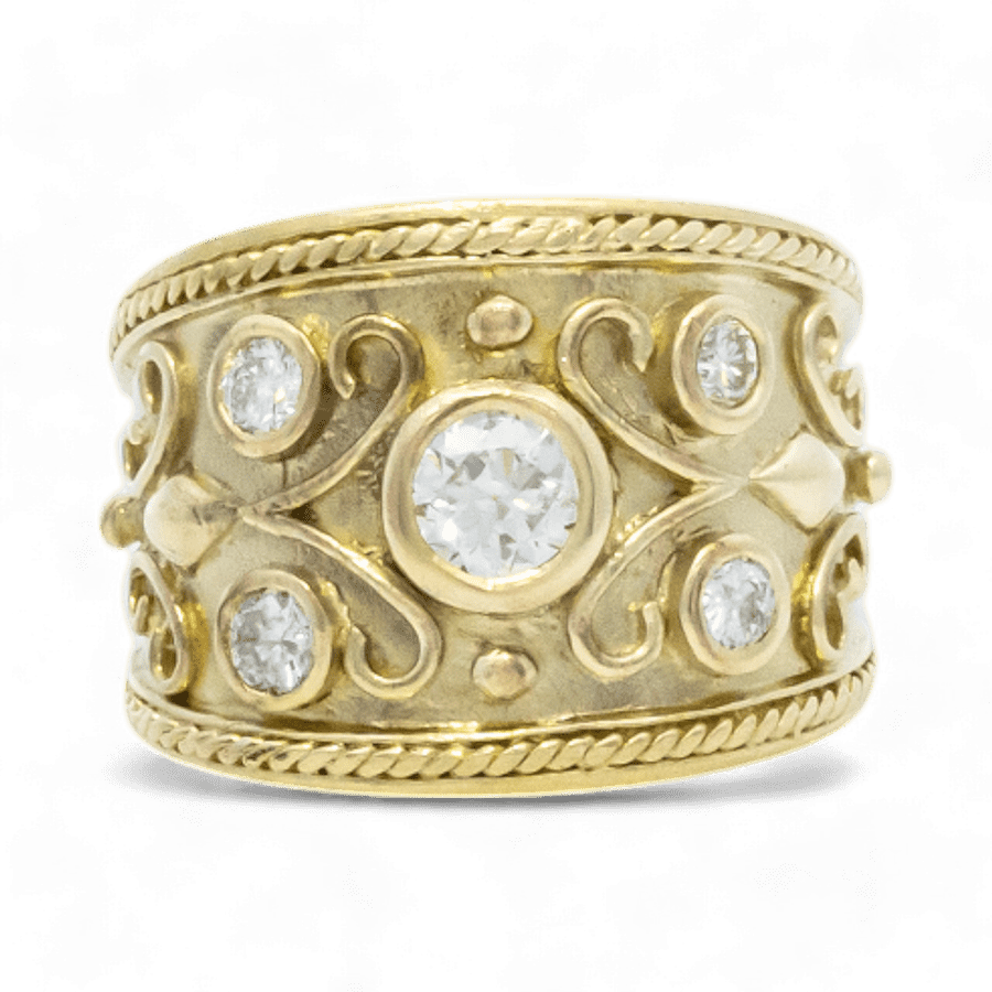  Ring 18k Yellow Gold with 0.6 Total Carats of Diamonds