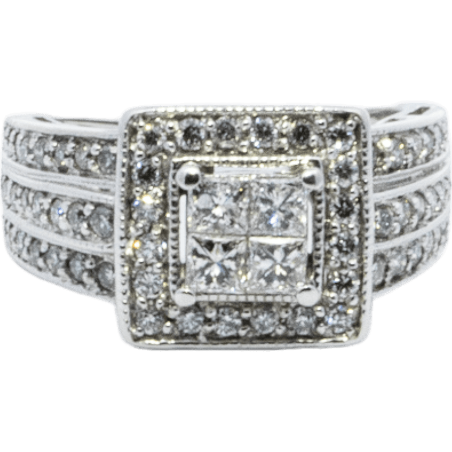  Ring 14k White Gold with 0.98 Carats of Diamond