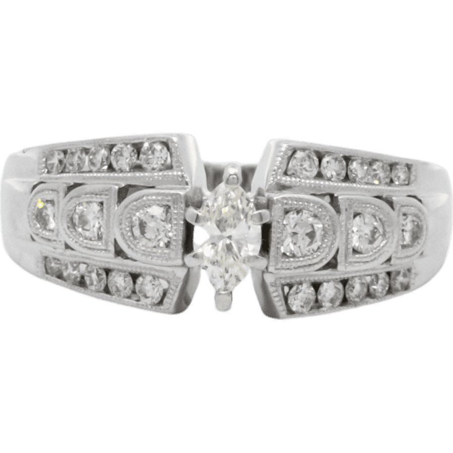  Ring 14k White Gold With 0.93 Carats of Diamonds