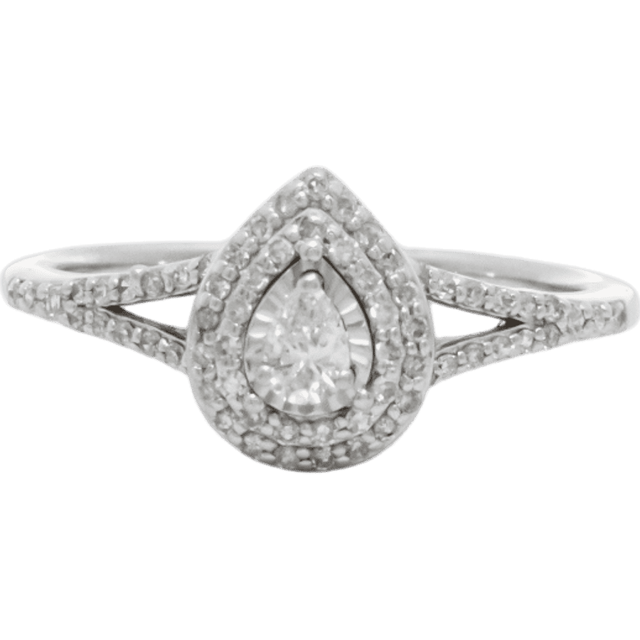  Ring 10k White Gold With 0.318 Carats of Diamonds