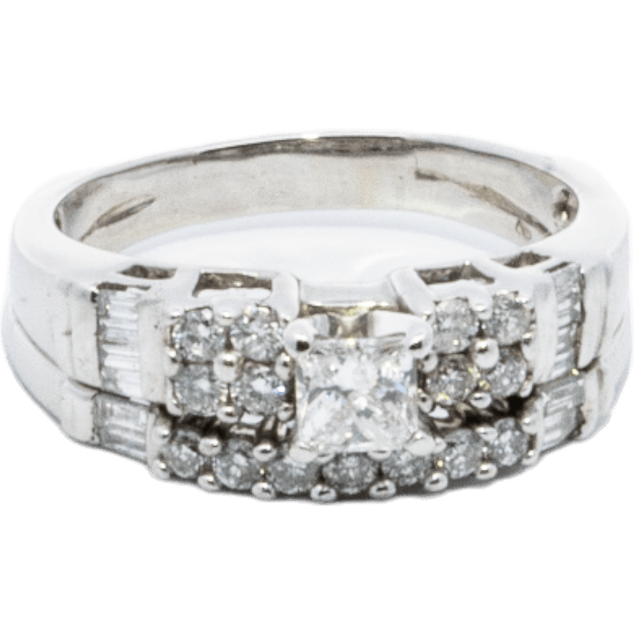  Ring 14k White Gold with 1 Carats of Diamond