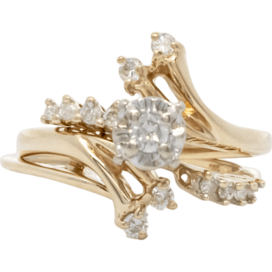  Ring 14k Yellow Gold With 0.35 Carats of Diamonds